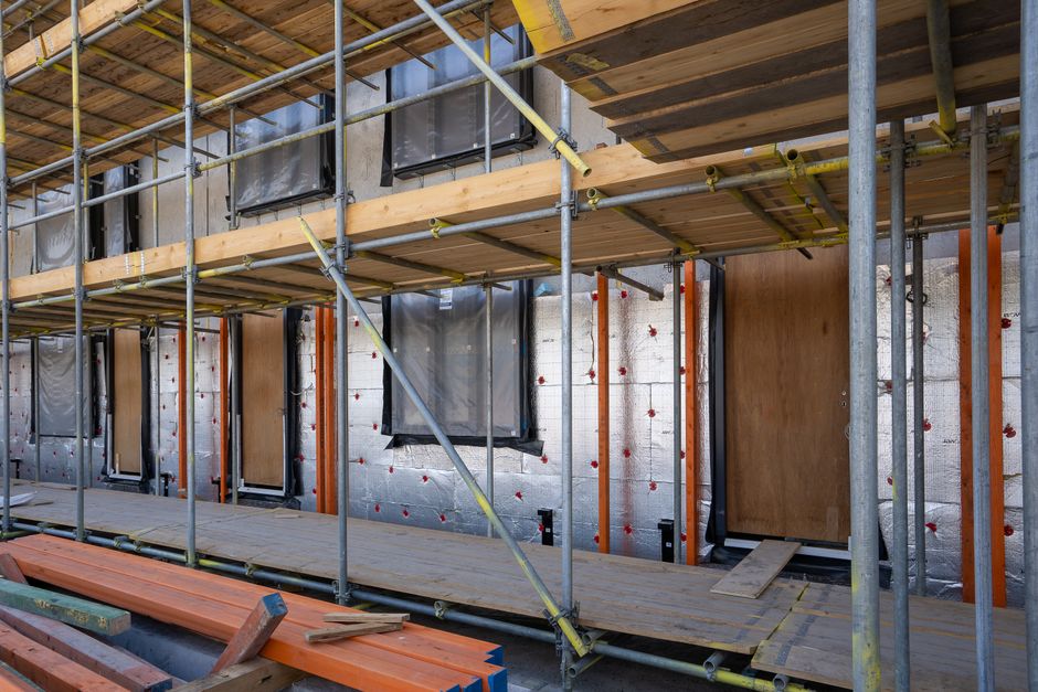 Scaffolding around a building